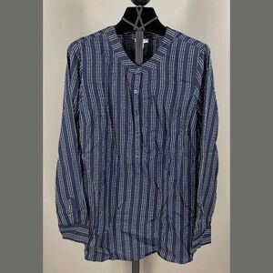NEW Talbots Shirt Womens Small blue white stripe henley button up casual classic